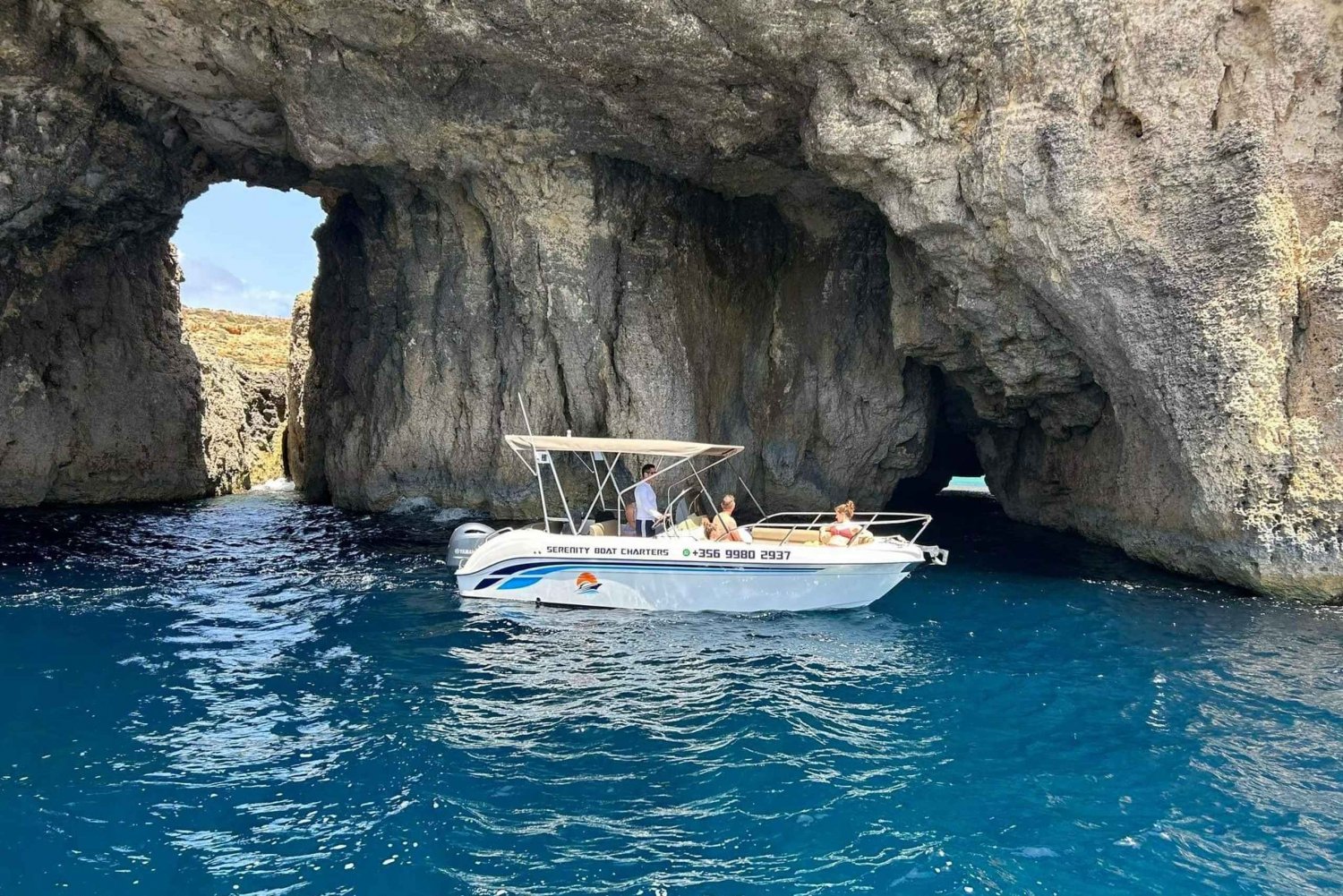 Malta/Gozo:Comino,Crystal/BlueLagoon&Caves Private Bootsfahrt