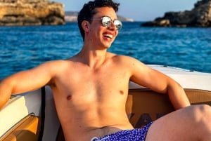 Malta: Privat båttur i solnedgangen til Comino og Den blå lagune