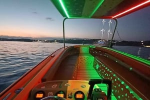 Zachód słońca: Błękitna Laguna, Kryształowa Laguna, prywatna łódź motorowa na Malcie