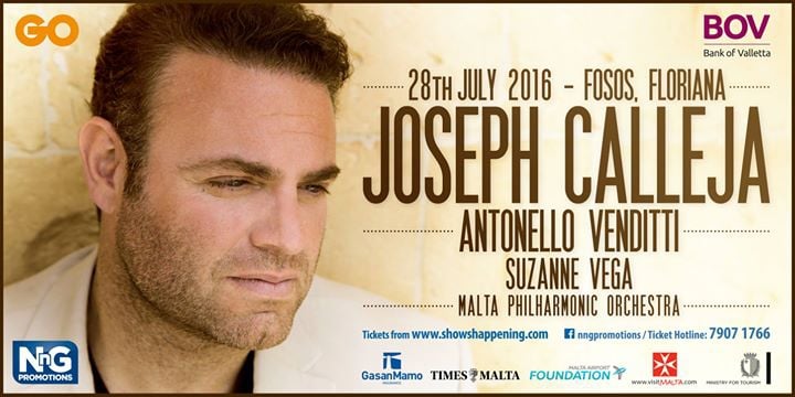 Joseph Calleja Concert 2016 with Antonello Venditti & Suzanne Vega