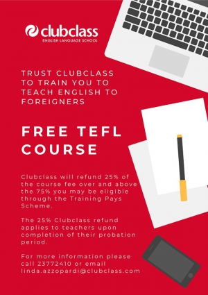 TEFL Course at Clubclass starting 1st July 2019
