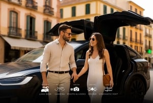 Z Marbelli: świąteczna wycieczka VIP po Maladze 360° Teslą X