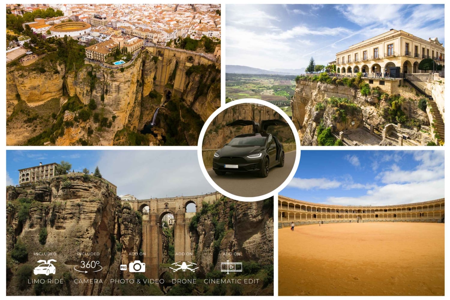 Depuis Marbella : excursion privée panoramique à 360° vers Ronda en Tesla X