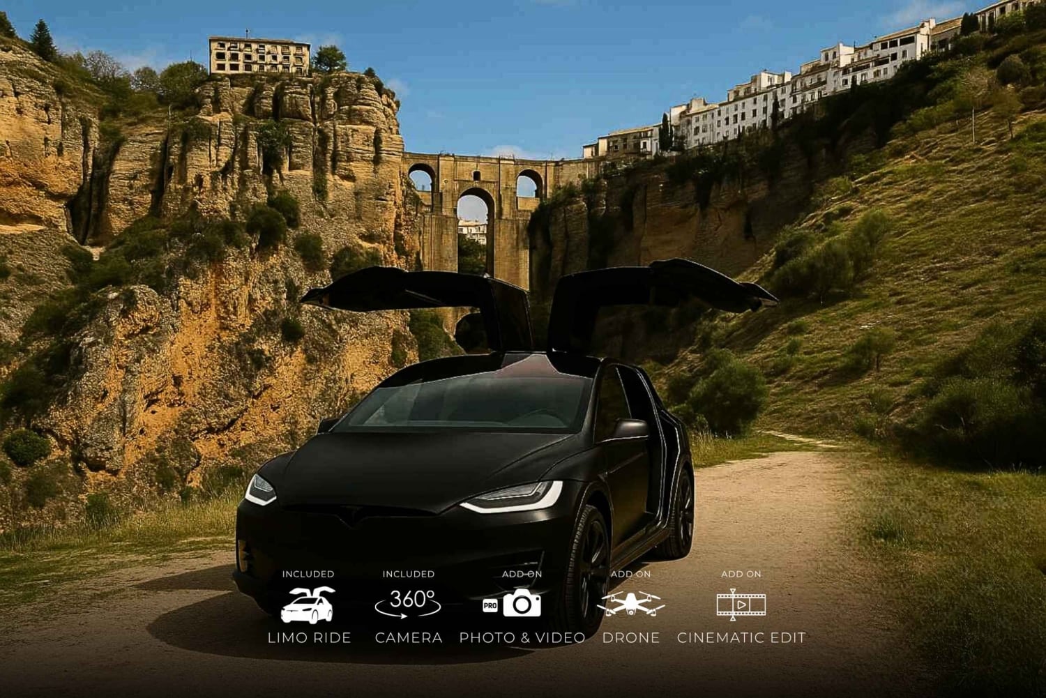 Depuis Marbella : excursion privée panoramique à 360° vers Ronda en Tesla X