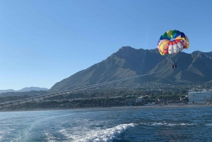 Marbella from the heights: Parasailing