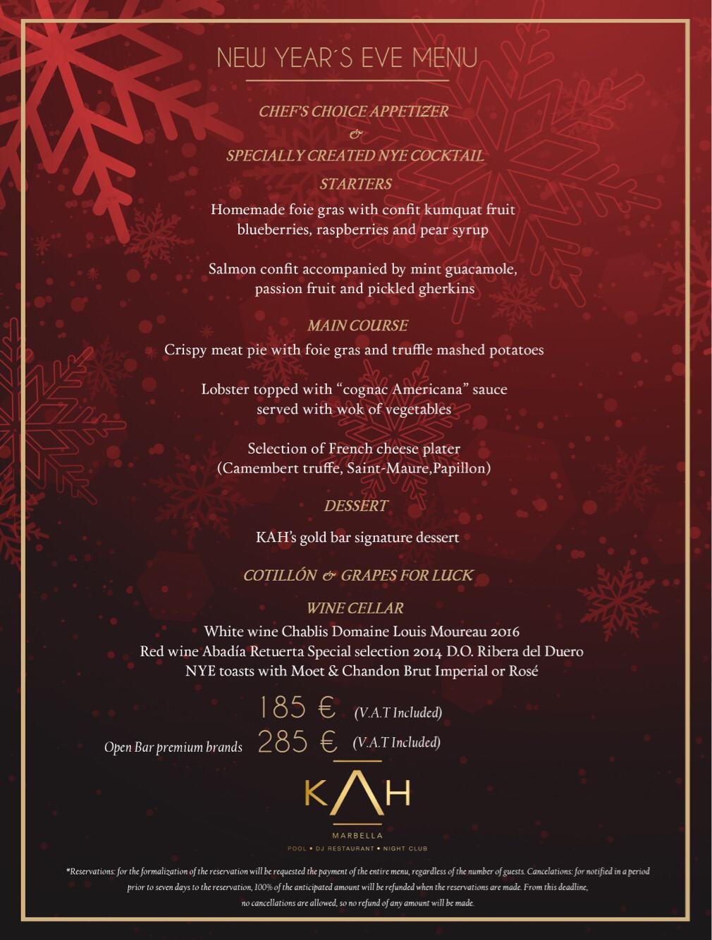 New Year&#039;s Eve Menu | My Guide Marbella