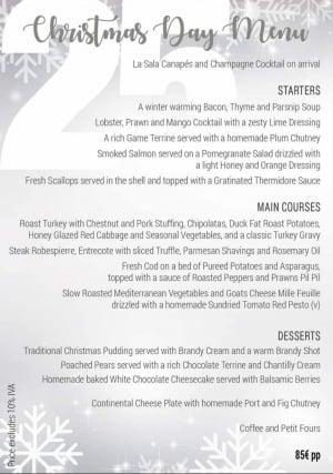 La Sala Christmas Day Menu