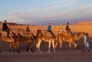 Marrakech: Agafay Desert Quad Sunset Camel Dinner Fire Show