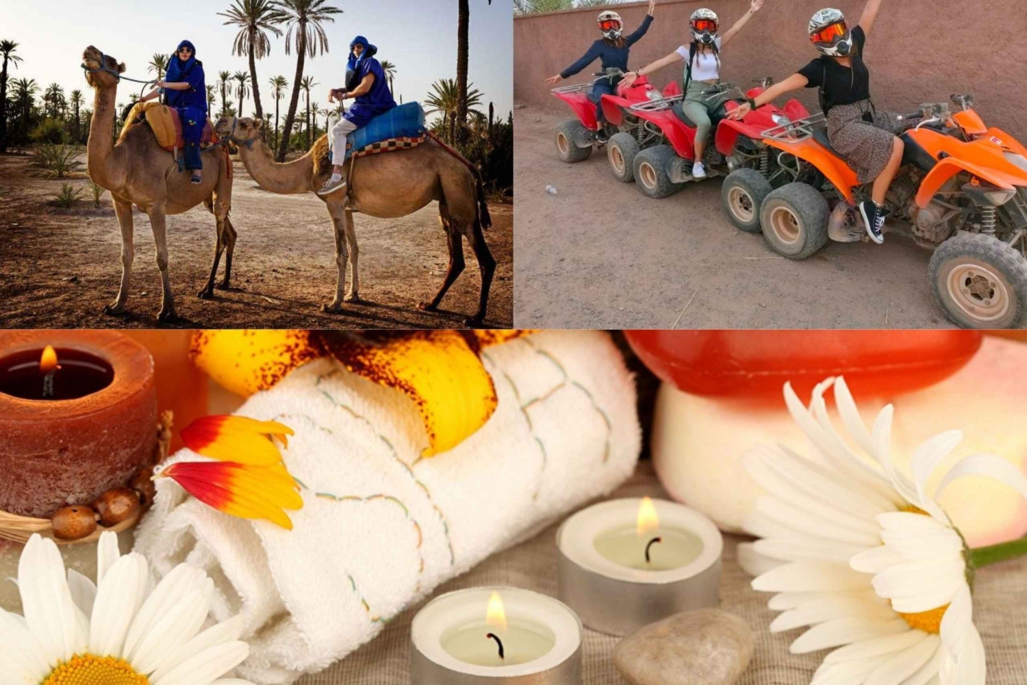 Från Marrakech: Kamelritt, fyrhjuling och spa - heldagsutflykt