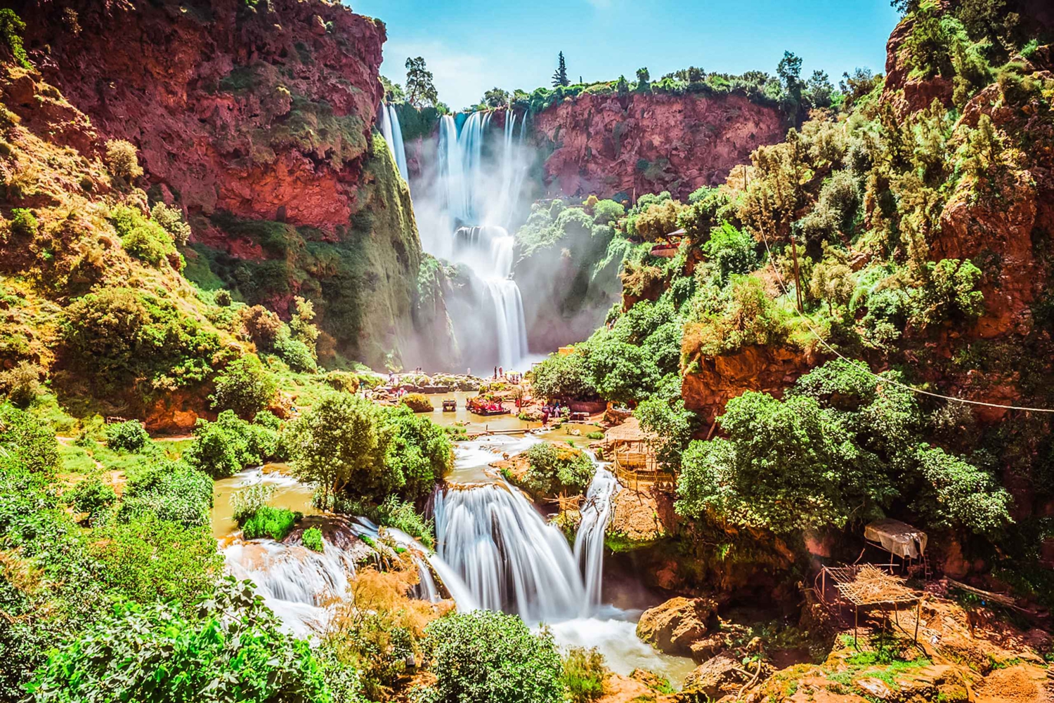 Depuis Marrakech : visite guidée des cascades d'Ouzoud et sortie en bateau