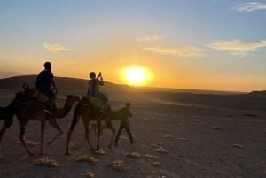 Cena-espectáculo mágica y paseo en camello por el desierto de Agafay