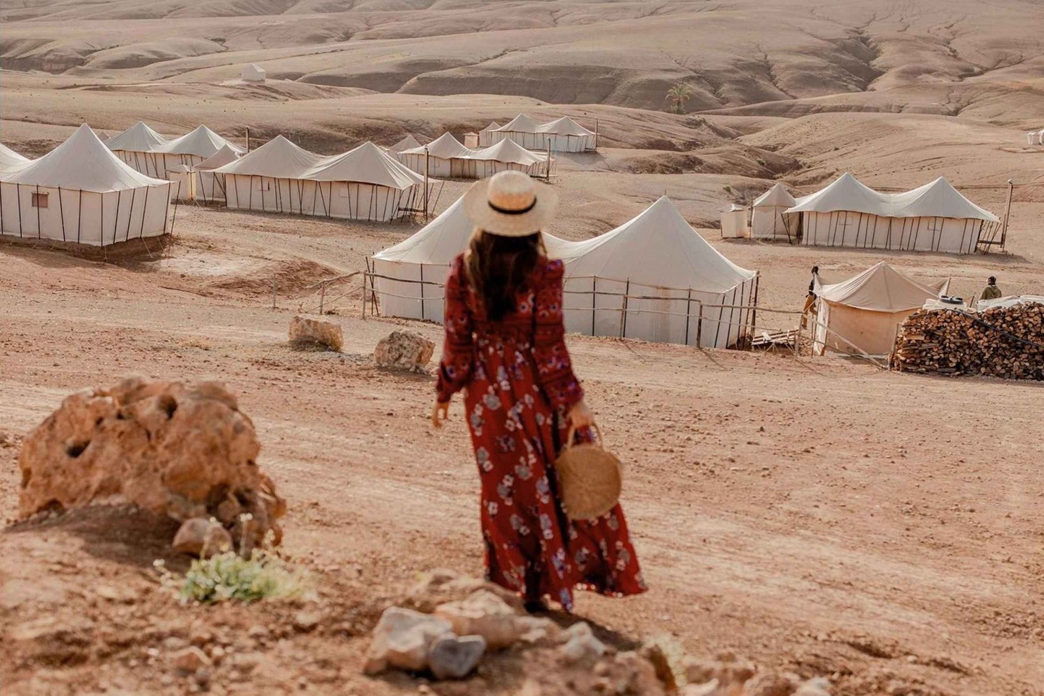 Marrakech: Agafay-ørkenen med firhjuling, kameltur og middag