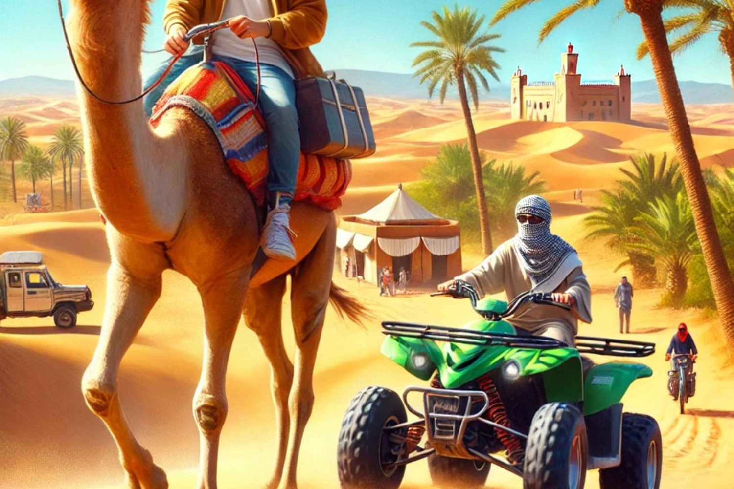 Marraquexe: quadriciclo no deserto de Agafay, passeio de camelo e jantar com espetáculo