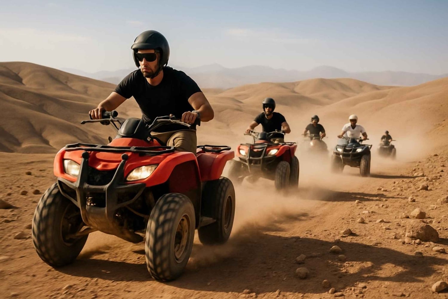 Marrakech: Kamel- och fyrhjulingstur med solnedgång, middag och show