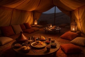 Marrakech: Kamel- och fyrhjulingstur med solnedgång, middag och show