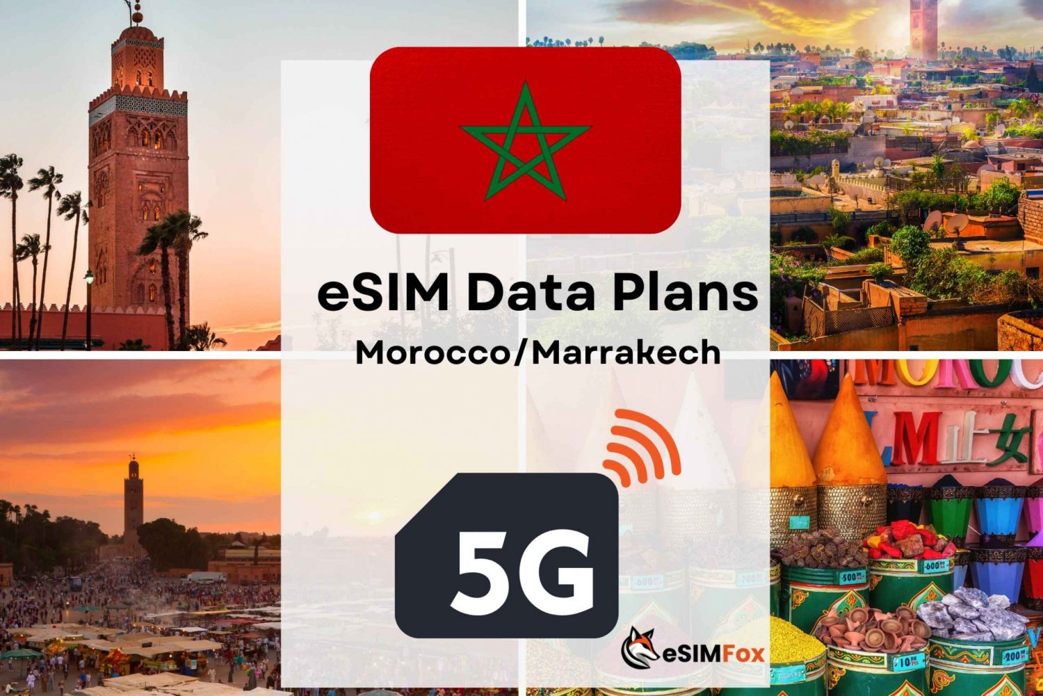 Marrakesch: eSIM Internet Datentarif für Marokko high-speed 4G