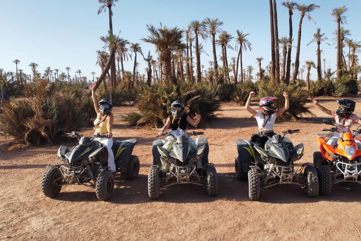 Quad bike ride in the Marrakech palm grove desert