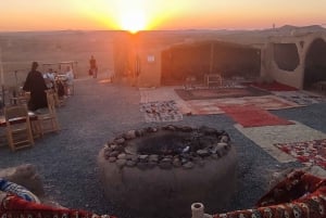 sunset over the Agafay desert, dinner and camel ride.