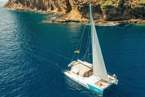 Mauritius: catamarantocht bij zonsondergang, drankjes en snacks