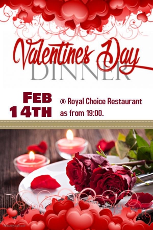 Valentines Day Buffet Dinner as from 19:00