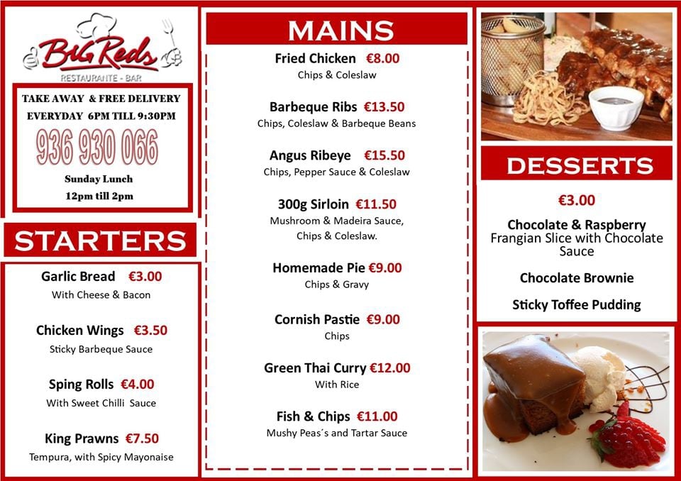 Big Red's Take Away & Free Delivery Service