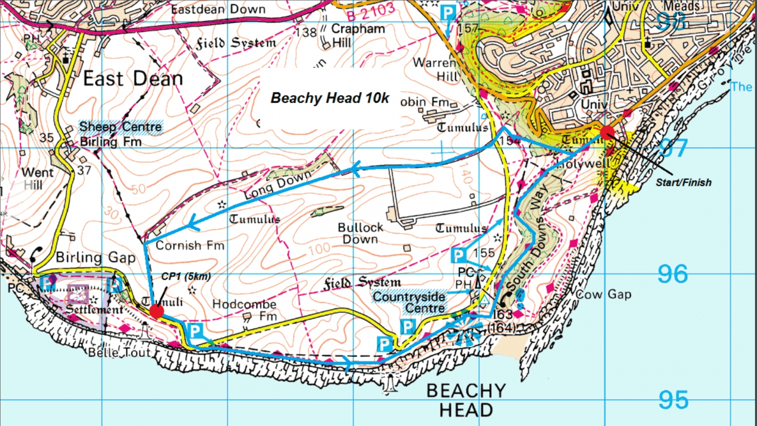 Beachy Head 10k route