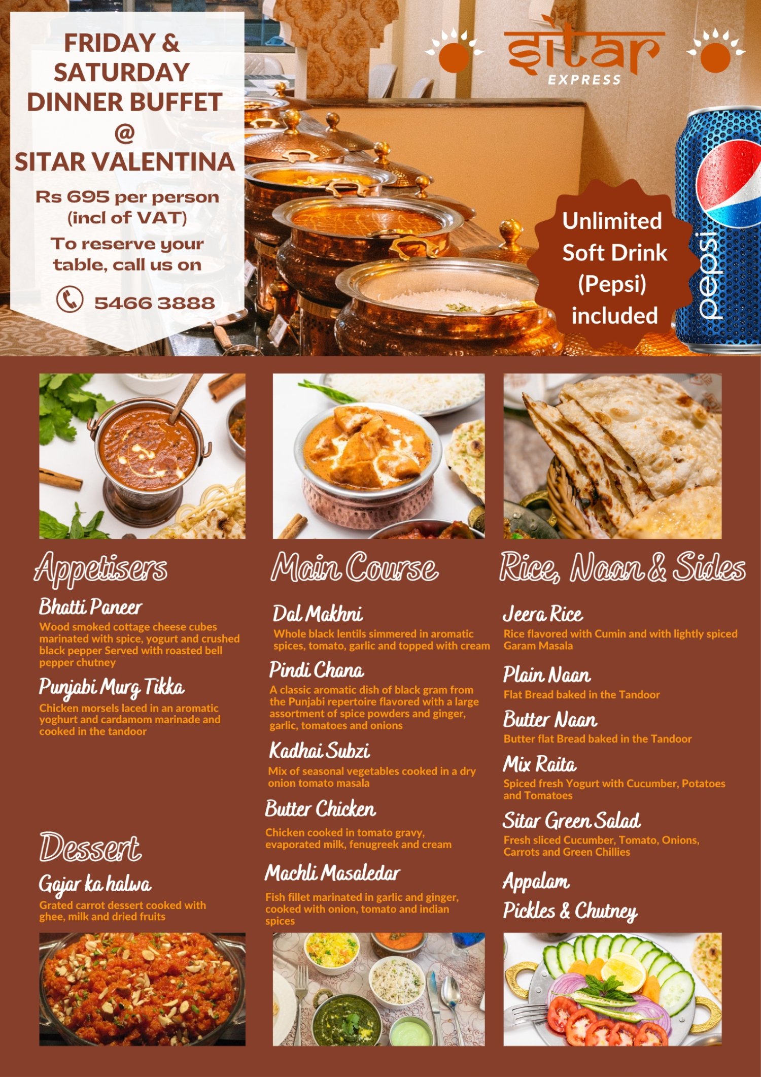 Buffet at Sitar Express Valentina