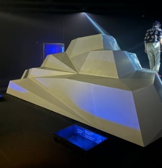 Photo of DARK MATTER exhibit titled Polygon Playground (digital skin off)