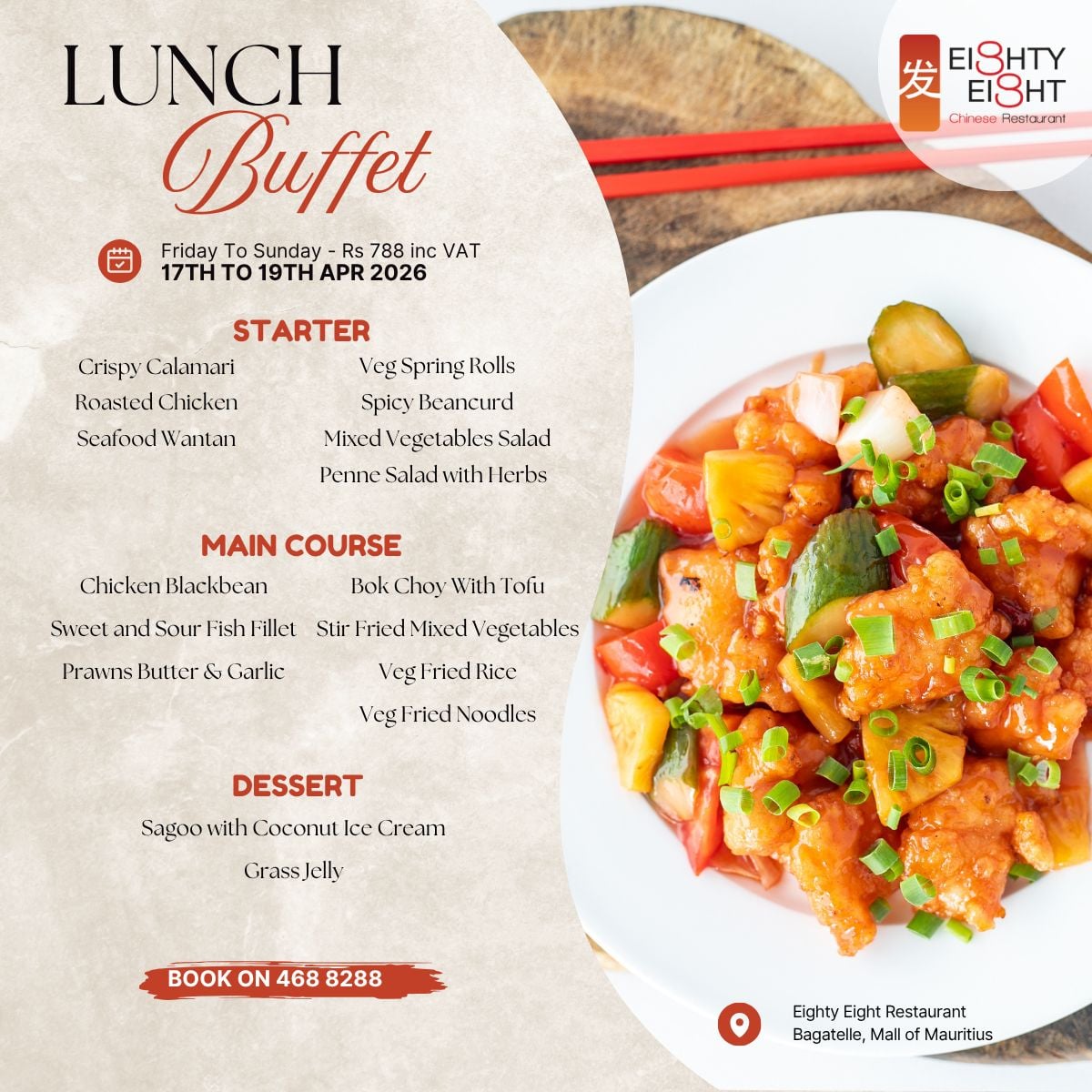 Buffet de Almoço no Eighty Eight