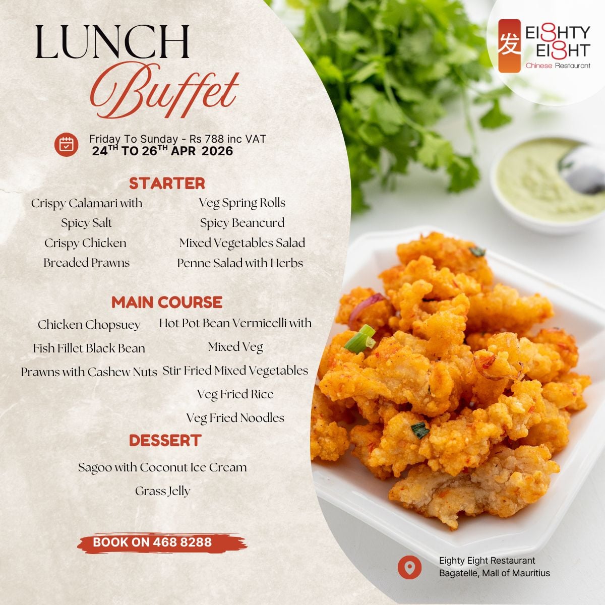 Buffet de Almoço no Eighty Eight