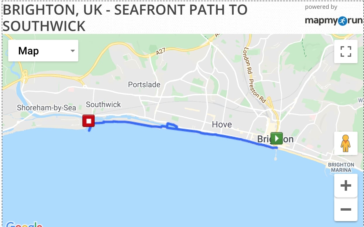 Brighton Pier to Southwick Running Route
