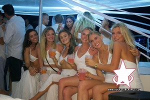 All White Rockstar Boat Party Cancun @ Night