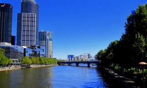 A view down river toward Migration Bridge