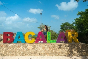 Bacalar: Tour de día completo a la laguna, cenote y paseo en pontón