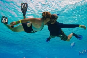 Esnórquel en lancha motora con estrellas de mar y arrecifes tropicales de Cozumel