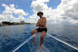 Cozumel: Transparent Boat Tour with Snorkeling and 2 Beers, Clear Boat