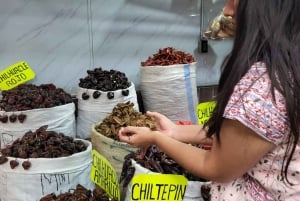 México: Clase de elaboración de salsa en un mercado con un chef