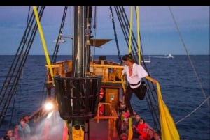 Pirate party boat at sunset