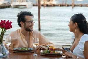 Romantic dinner in front of the sea