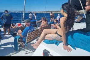 Snorkeling on a catamaran sailboat