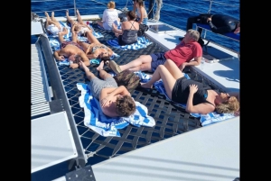 Snorkeling on a catamaran sailboat