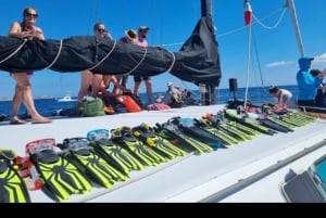 Snorkeling on a catamaran sailboat