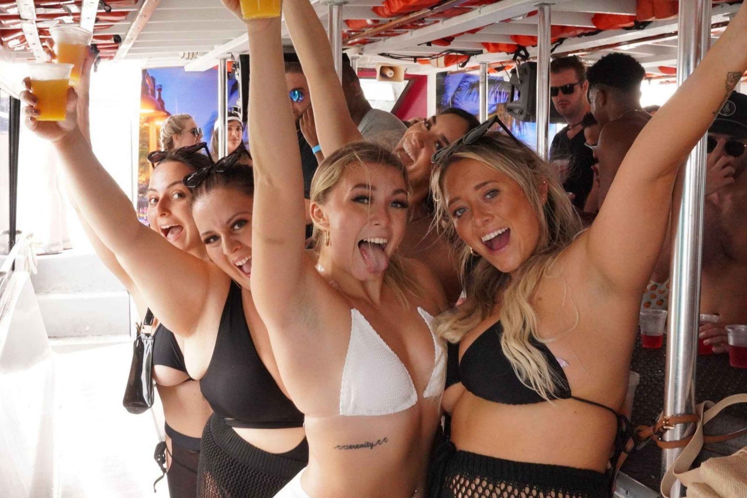 Miami: Booze Cruise Boat Party with DJ, Snacks, & Open Bar