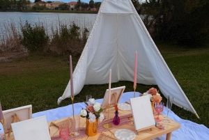 Experiencia de lujo al aire libre con pintura y copas, cerca de Miami.