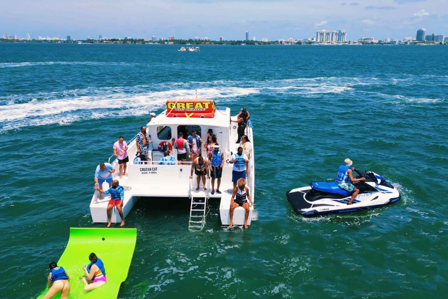 Miami: Catamaran Cruise with Water Sports Package and Party