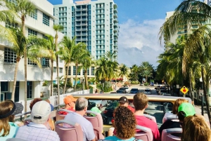 Miami: Dobbeltdækker-bustur med valgfrit bådcruise