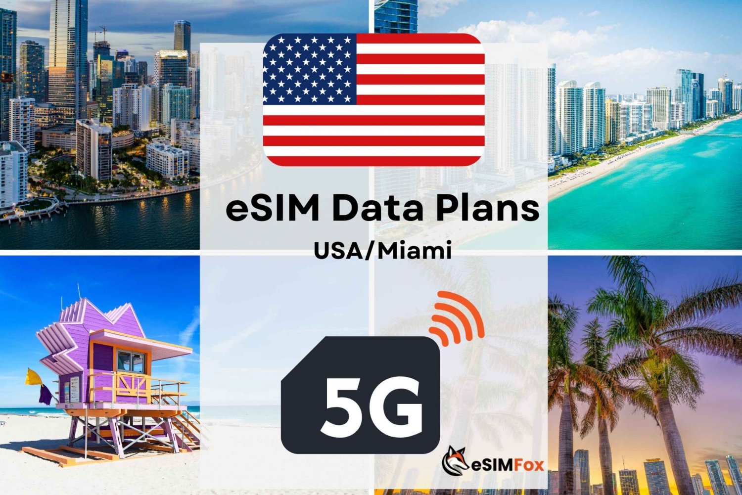 Miami : Plan de datos de Internet eSIM para EEUU 4G/5G