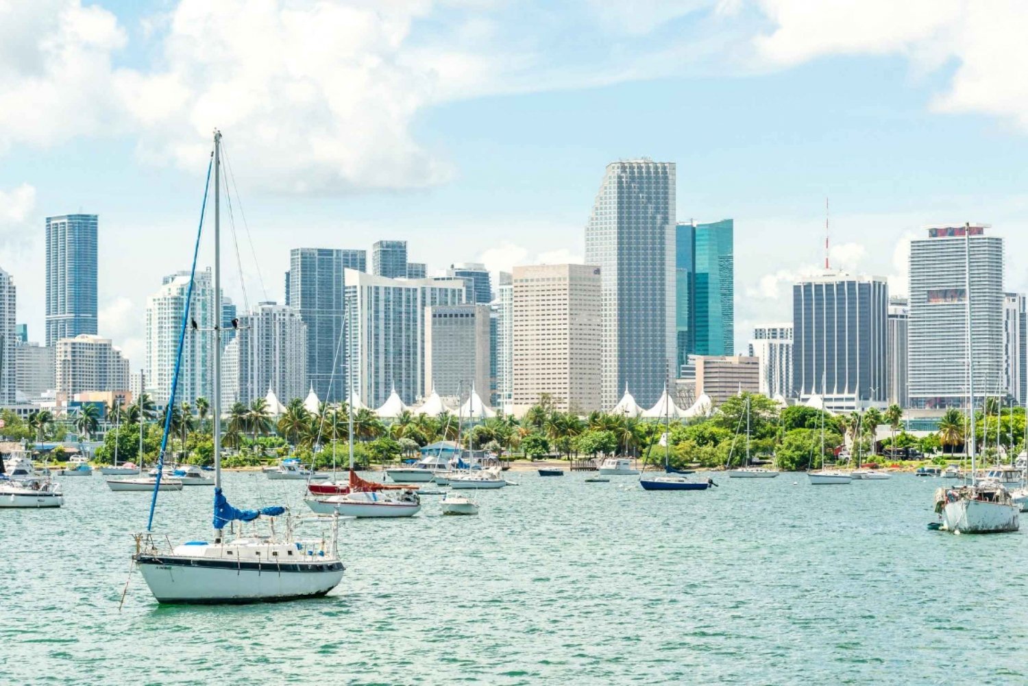 Båttur i Miamis skyline - utsikt over Biscayne Bay ved vannkanten
