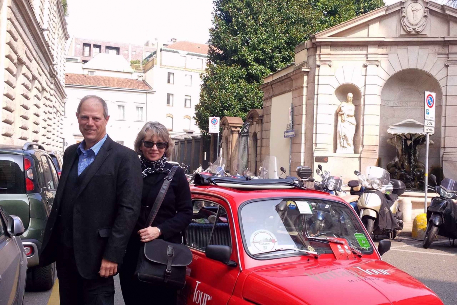Milan: Fast Tour by Vintage Red Fiat 500 (30 mins, no stop)