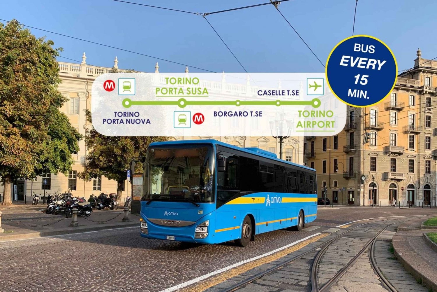 Turin: Bus connecting airport and city centre every 15 mins